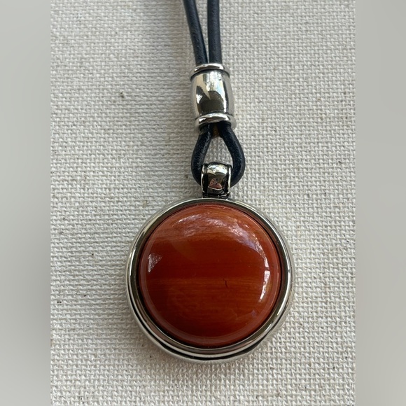 Polo Ralph Lauren Jewelry - Ralph Lauren Round Pendant Necklace with Red Stone